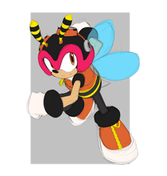 Size: 1280x1344 | Tagged: safe, artist:ultimatemaverickx, charmy bee, 2026, clenched fists, flat colors, looking at viewer, simple background, sketch, smile, solo, transparent background
