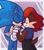 Size: 1536x1759 | Tagged: safe, artist:cerberustheterrible, sally acorn, sonic the hedgehog, chipmunk, hedgehog, 2021, alternate universe, duo, eyes closed, female, holding hands, male, sally x sonic, sally's ringblader outfit, shipping, simple background, snuggling, straight