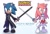 Size: 1200x825 | Tagged: safe, artist:jayartz15, amy rose, sonic the hedgehog, hedgehog, amy x sonic, asuna yuuki, cosplay, female, kirito, male, pants, shipping, skirt, straight, sword, sword art online, weapon