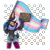 Size: 1000x1000 | Tagged: safe, artist:xxsjdoodlesxx, oc, 2026, collar, freckles, holding something, obtrusive watermark, oc only, positivity, pride, pride flag, pride month, scar, shorts, sign, smile, solo, standing, stockings, top surgery scars, topless, trans male, trans pride, transgender, transmasculine, transparent background, watermark