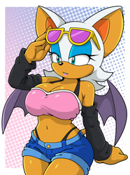 Size: 1486x2000 | Tagged: suggestive, artist:sonicguru, rouge the bat, adapted outfit