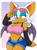 Size: 1486x2000 | Tagged: suggestive, artist:sonicguru, rouge the bat, bat, abstract background, adapted outfit, clothes, female, looking offscreen, polka-dots background, shorts, solo