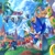 Size: 750x750 | Tagged: safe, artist:chaosc0ntr0l, buzz bomber, moto bug, robotnik, sonic the hedgehog, hedgehog, human, green hill zone, 2026, badnik, chasing, classic sonic (universe), clouds, coconut, crabmeat, daytime, dust clouds, eggmobile, flower, flying, food, fruit, grass, group, invincibility monitor, lineless, loop, male, mid-air, monitor, outdoors, palm tree, ring, robot, running, smile, sunflower, totem pole, treads, tree, vehicle, water, waterfall