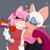 Size: 1280x1280 | Tagged: safe, artist:math9909, amy rose, rouge the bat, bat, hedgehog, 2026, age difference, amy x rouge, arm around shoulders, blushing, busty rouge, cape, cleavage, eyes closed, flag, grey background, heart, kiss, lesbian, lesbian pride, pride, pride flag, pride month, shipping, simple background, smile