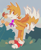 Size: 1187x1443 | Tagged: safe, artist:mxsxbxl, miles "tails" prower, fox, 2024, bending over, daytime, flower, grass, looking at viewer, lotus, male, one fang, outline, plant, rhythm badge, smile, solo
