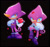 Size: 950x900 | Tagged: safe, artist:cheriipan, espio the chameleon, the murder of sonic the hedgehog, 2026, black background, cute, duality, espibetes, flower, frown, holding something, lidded eyes, lineless, no outlines, petal, petals, simple background, sitting, smile, solo, standing, sweatdrop