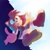 Size: 1600x1600 | Tagged: safe, artist:emiliatupatrona, amy rose, hedgehog, 2026, arms out, falling, female, from above, lineless, looking offscreen, looking up, mouth open, solo, treads