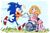 Size: 838x549 | Tagged: safe, artist:r0b0t1m3, sonic the hedgehog, human, sonic x, blushing, cute, disabled, duo, female, grass, happy, helen, helenabetes, holding something, male, mouth open, open smile, running, scar, smile, sonabetes, top surgery scars, trans boy sonic, trans male, transgender, wheelchair, wholesome