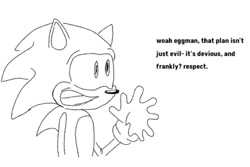 Size: 1080x722 | Tagged: safe, artist:ashyaoirulez124, sonic the hedgehog, 2026, english text, greyscale, monochrome, simple background, sketch, solo, white background