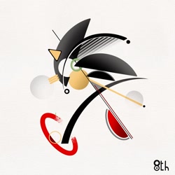 Size: 1000x1000 | Tagged: safe, artist:8thproject1, sonic the hedgehog, abstract, simple background, solo, standing, white background
