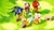 Size: 2048x1152 | Tagged: safe, artist:endyrendy, amy rose, cheese (chao), cream the rabbit, knuckles the echidna, miles "tails" prower, sonic the hedgehog, chao, 2026, arms folded, daytime, flower, from above, grass, group, looking up, mouth open, neutral chao, open smile, outdoors, rock, smile, sonic advance 3, standing, thumbs up, waving