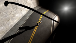 Size: 1920x1080 | Tagged: safe, artist:greatwhite studios, miles "tails" prower, 3d, crossover, from above, road, running, screencap, shadow (lighting), solo, street, street light, the backrooms