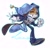 Size: 2048x2048 | Tagged: safe, artist:threedots000, 2025, agender, agender soleil, blue outline, character name, eyes closed, grin, lunar the suger glider, outline, running, simple background, smile, soleil the sugar glider, solo, solo agender, sugar glider, text, white background