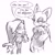 Size: 2048x2047 | Tagged: safe, artist:threedots000, rouge the bat, bat, 2025, agender, agender soleil, dialogue, duo, english text, female, grey background, greyscale, hand on hip, lidded eyes, looking at each other, lunar the suger glider, monochrome, simple background, smile, soleil the sugar glider, speech bubble, standing, sugar glider, talking, text, white background