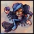 Size: 1280x1280 | Tagged: safe, artist:crimsonitez, 2025, agender, agender soleil, blushing, border, chaos emerald, cute, eyes closed, holding something, jester outfit, lunar the suger glider, mouth open, open smile, smile, soleil the sugar glider, soleilabetes, solo, solo agender, sugar glider
