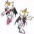 Size: 2048x1989 | Tagged: safe, artist:mariaartes51, rouge the bat, bat, 2026, duality, gender swap, heart nose, lidded eyes, male, one fang, pointing, redraw, simple background, smile, solo, style emulation, uekawa style, white background