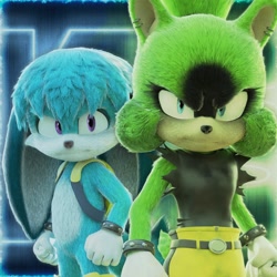 Size: 1278x1278 | Tagged: safe, artist:wwolforam, kit the fennec, surge the tenrec, fox, tenrec, 2022, duo, female, fennec, looking at viewer, male, movie style, standing, style emulation