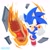 Size: 1958x1958 | Tagged: safe, artist:yui karasuno, sonic twitter, sonic the hedgehog, sonic adventure 2, 2026, box, debris, flame ring, frown, kicking, no outlines, official artwork, simple background, soap shoes, solo, sonic channel, treads, white background