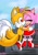 Size: 1423x2048 | Tagged: safe, artist:duvalin009, amy rose, miles "tails" prower, bird, 2025, amy x tails, daytime, duo, eyes closed, heart, heart eyes, hugging, kiss, literal animal, outdoors, shipping, signature, standing, straight, treads, wagging tail