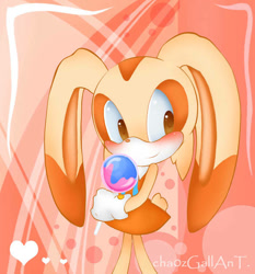 Size: 600x643 | Tagged: safe, artist:cha0zgallant, cream the rabbit, rabbit, candy, cream's dress, dress, female, lollipop