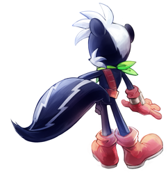 Size: 1123x1158 | Tagged: dead source, safe, artist:den255, geoffrey st. john, skunk, 2019, back view, looking offscreen, male, simple background, solo, standing, white background