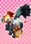 Size: 1473x2023 | Tagged: safe, artist:mrfrappeshitten, tangle the lemur, whisper the wolf, lemur, wolf, sonic cd, 2026, checkered background, duo, eyes closed, female, frown, hands together, heart, lesbian, lineless, outline, redraw, shipping, signature, smile, tangle x whisper