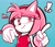 Size: 2048x1756 | Tagged: safe, artist:daereamart, amy rose, hedgehog, 2026, dress, hammer, heart, leaning, lidded eyes, limited palette, piko piko hammer, pointing, redraw, signature, smile, solo