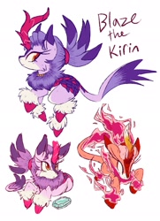 Size: 1482x2048 | Tagged: safe, artist:vixenmatch, blaze the cat, burning blaze, 2026, animalified, character name, english text, frown, kirin, kirin-ified, simple background, sol emerald, solo, species swap, super form, text, white background