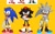 Size: 1314x826 | Tagged: safe, artist:zan0tix, shadow the hedgehog, silver the hedgehog, sonic the hedgehog, hedgehog, 2022, arms folded, dark skin, eyelashes, eyestrain, faux 3d, hand on hip, lineless, looking at viewer, male, posing, redraw, reference inset, simple background, smile, trio, trio male, yellow background