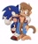 Size: 1478x1731 | Tagged: safe, artist:jadepesky, monkey khan, sonic the hedgehog, hedgehog, monkey, 2026, arm around shoulders, duo, friendship, grin, looking at each other, male, simple background, smile, smiling at each other, solo, walking, white background, wink