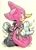 Size: 1405x1966 | Tagged: safe, artist:rikoandtako, espio the chameleon, 2026, chameleon, from behind, leaf, looking back, looking back at viewer, male, signature, simple background, solo, standing, traditional media