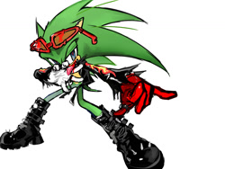 Size: 1350x1017 | Tagged: safe, artist:or__todd, scourge the hedgehog, 2026, blood, looking at viewer, simple background, solo, standing, tongue out, white background