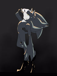 Size: 1620x2160 | Tagged: safe, artist:aoshibazakura95, mephiles the dark, 2024, gloves off, lidded eyes, solo