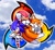 Size: 674x623 | Tagged: safe, artist:flanearts7, knuckles the echidna, miles "tails" prower, sonic the hedgehog, echidna, fox, hedgehog, sonic heroes, 2026, classic knuckles, classic sonic, classic sonic (universe), classic tails, clenched fists, clenched teeth, clouds, fly type icon, frown, looking at viewer, male, mid-air, outline, power type icon, sharp teeth, sky background, smile, speed type icon, trio