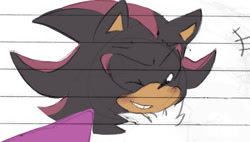 Size: 872x497 | Tagged: safe, artist:pastafrolas, espio the chameleon, shadow the hedgehog, blushing, cute, duo, eyes closed, happy, headshot, shadowbetes, smile, solo focus