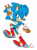 Size: 1280x1707 | Tagged: artist needed, safe, sally acorn, sonic the hedgehog, chipmunk, hedgehog, hybrid, 2019, ambiguous gender, boots, fingerless gloves, fur markings, fusion, fusion:sally, fusion:sonic, gloves, heart chest, looking at viewer, signature, simple background, skidding, smile, smiling at viewer, solo, treads, v sign, white background