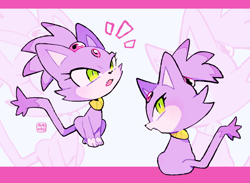 Size: 900x660 | Tagged: dead source, safe, artist:aukives, blaze the cat, cat, 2021, animalified, cute, female, kitten, literal animal, looking back, looking offscreen, meowing, solo