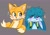Size: 1914x1342 | Tagged: safe, artist:boogerst4rs, kit the fennec, miles "tails" prower, 2026, blushing, bust, duo, frown, gay, grey background, heart, kit x tails, shipping, simple background, smile