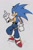 Size: 700x1048 | Tagged: safe, artist:mumidraws, sonic the hedgehog, hedgehog, 2026, belt, clenched fists, clothes, flat colors, grey background, male, pants, pointing, simple background, sketch, smile, solo, standing, topless