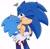 Size: 1828x1776 | Tagged: safe, artist:nugget_pudding, sonic the hedgehog, hedgehog, 2026, carrying them, classic sonic, cross popping vein, duo, eyes closed, frown, grabbing, holding them, male, nose grab, self paradox, signature, simple background, sonic generations, squiggle, standing, tongue out, white background