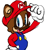 Size: 499x543 | Tagged: safe, artist:snoopshlawg, 2026, barely sonic related, crossover, hand on hip, looking at viewer, mario, mobianified, mouth open, open smile, simple background, sketch, smile, solo, tanuki, white background