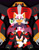Size: 2048x2602 | Tagged: safe, artist:idwomega, e-123 omega, rouge the bat, shadow the hedgehog, bat, hedgehog, sonic heroes, 2026, black background, female, front view, frown, gem, holding something, lidded eyes, looking at viewer, male, no outlines, robot, rouge's heroes bodysuit, simple background, smile, team dark, trio