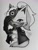 Size: 1565x2048 | Tagged: safe, artist:ch1b1k0, whisper the wolf, wolf, 2026, fangs, female, gradient background, greyscale, idw sonic the hedgehog, looking at viewer, monochrome, one eye closed, signature, smile, solo