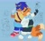 Size: 2048x1831 | Tagged: safe, artist:sonicattos, miles "tails" prower, sonic the hedgehog, oc, oc:molly prower, 2026, ambiguous gender, belt, blue background, blue shoes, clothes, cute, duo, eyewear on head, female, fur markings, goggles, implied nonbinary, redesign, scarf, shirt, simple background, smile, sonabetes, standing, sunglasses, tailabetes, trans female, trans girl tails, transgender, words on a shirt