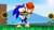 Size: 1920x1080 | Tagged: safe, artist:pixelrush, sally acorn, sonic the hedgehog, chipmunk, hedgehog, green hill zone, 2022, 3d, blender, carrying them, daytime, duo, fat, fat sally acorn, female, flower, grass, looking offscreen, male, outdoors, sally x sonic, sally's ringblader outfit, shipping, straight, sun, sunflower, sunlight
