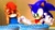 Size: 1920x1080 | Tagged: safe, artist:pixelrush, sally acorn, sonic the hedgehog, chipmunk, hedgehog, 2022, 3d, alternate outfit, blender (medium), bowtie, cake, castle, clothes, dress, duo, eating, fat, fat sally acorn, female, food, indoors, looking at something, male, sally x sonic, shipping, straight