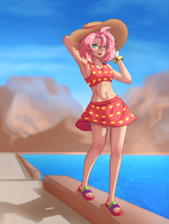 Size: 2006x2674 | Tagged: safe, artist:alwixv, amy rose, human, bikini, hat, humanized, solo female, swimsuit