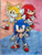 Size: 720x960 | Tagged: safe, artist:emichaca, knuckles the echidna, miles "tails" prower, sonic the hedgehog, echidna, fox, hedgehog, sonic heroes, 2014, classic knuckles, classic sonic, classic sonic (universe), classic tails, gloves, looking at viewer, male, ring, shoes, smile, team sonic, traditional media, trio