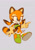 Size: 1280x1811 | Tagged: safe, artist:prinklv2, marine the raccoon, raccoon, 2026, clothes, female, flat colors, gloves, grey background, looking offscreen, pointing, shoes, signature, simple background, smile, solo, treads