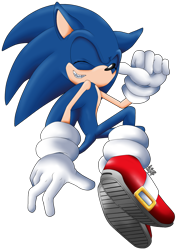 Size: 900x1268 | Tagged: safe, artist:lightningchaos20, sonic the hedgehog, hedgehog, 2012, clenched teeth, eyes closed, gloves, male, mid-air, shoes, signature, simple background, smile, socks, solo, thumbs up, transparent background, treads